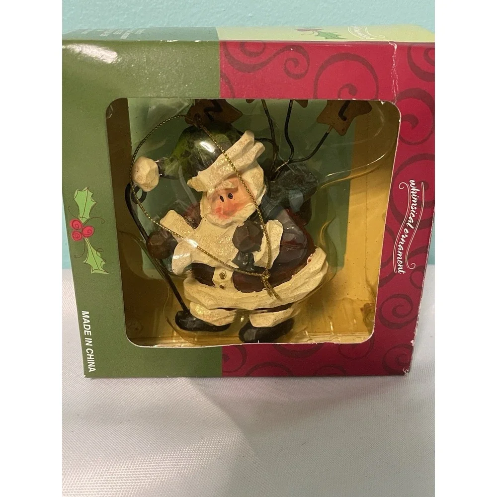 Costco Whimsical Christmas Ornament Santa‎ Claus Stars Noel w/Box